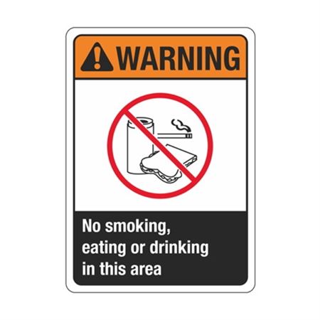 Warning No Smoking, Eating or Drinking In This Area Sign